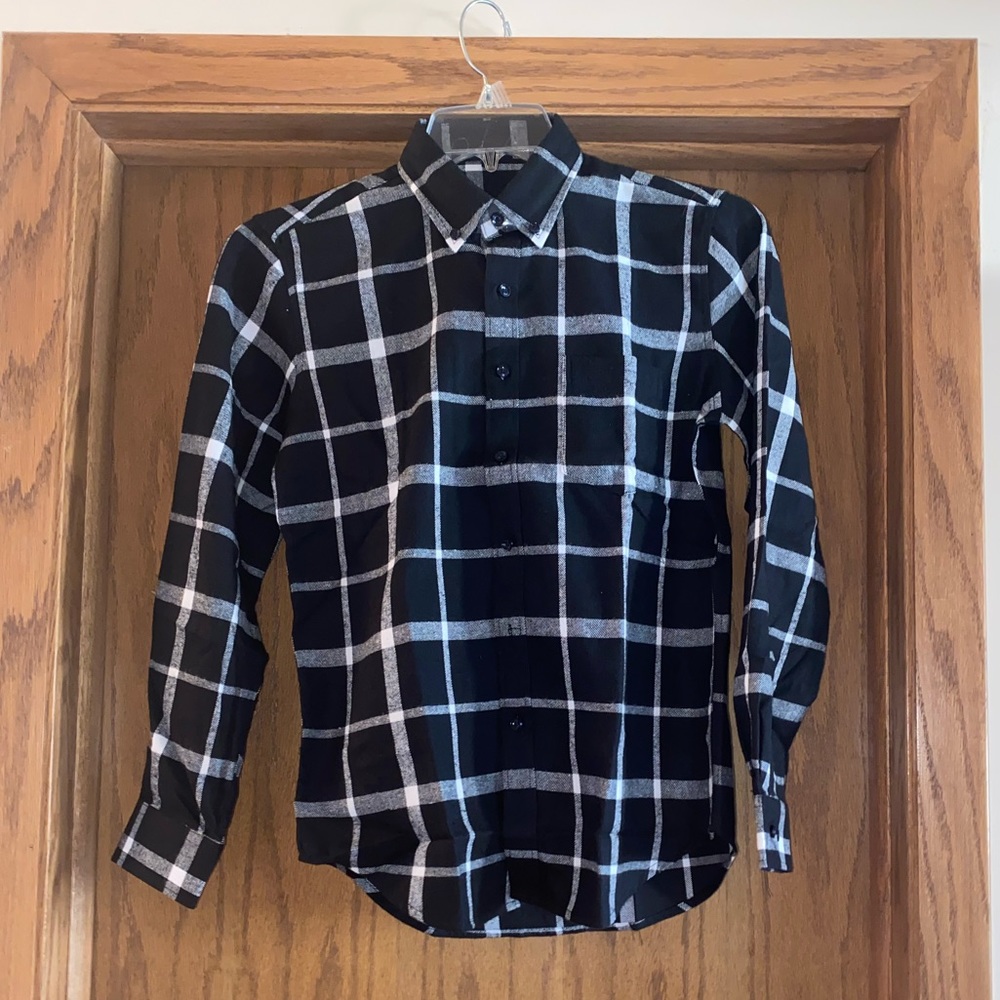 MENS Black and White Plaid Shirt